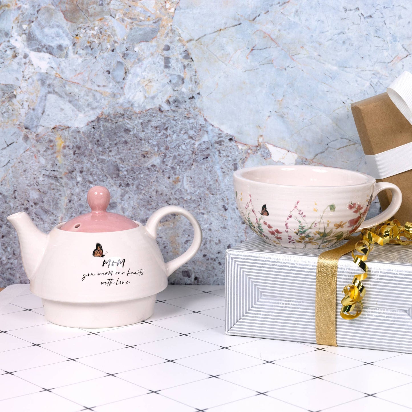 "Mom" Tea for One Set - 14.5 oz Teapot & 10 oz Cup