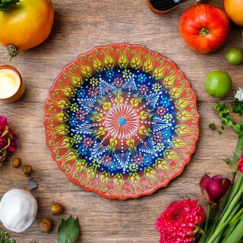 12" Round Embossed Ceramic Plate