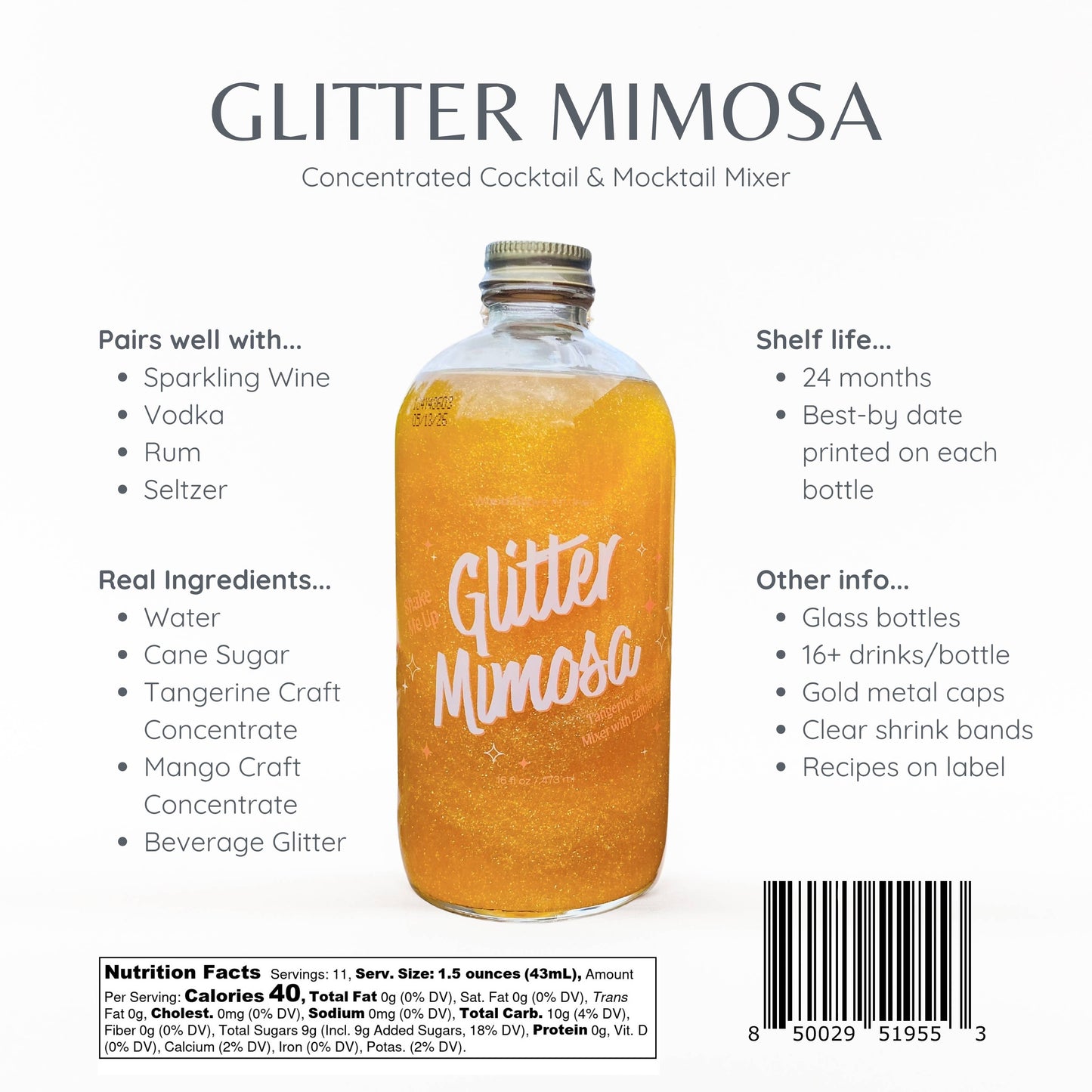 Wood Stove Kitchen - Glitter Mimosa Mixer, 16 fl oz