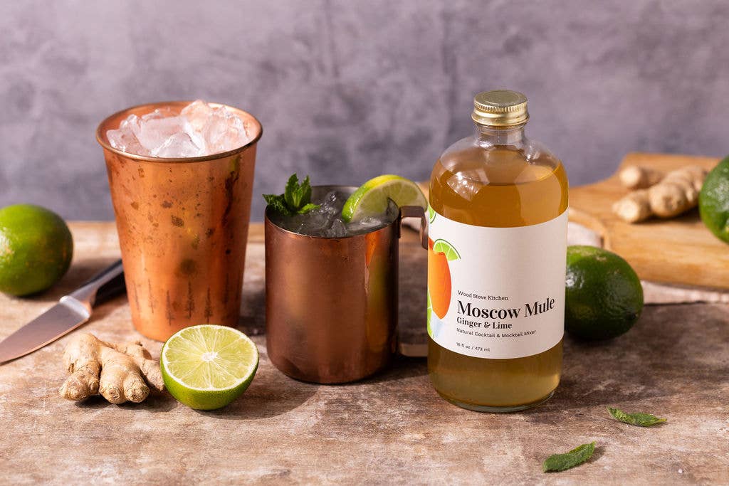 Wood Stove Kitchen - Moscow Mule (Ginger & Lime) Natural Cocktail and Mocktail Mixer, 16 fl oz