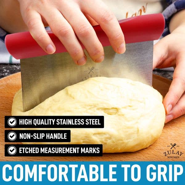 Zulay Kitchen - Multi-purpose Stainless Steel Bench Scraper & Chopper: Gray Handle