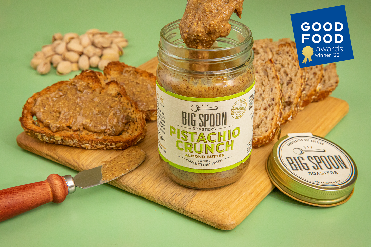 Big Spoon Roasters - Pistachio Crunch Almond Butter: 13oz Jar