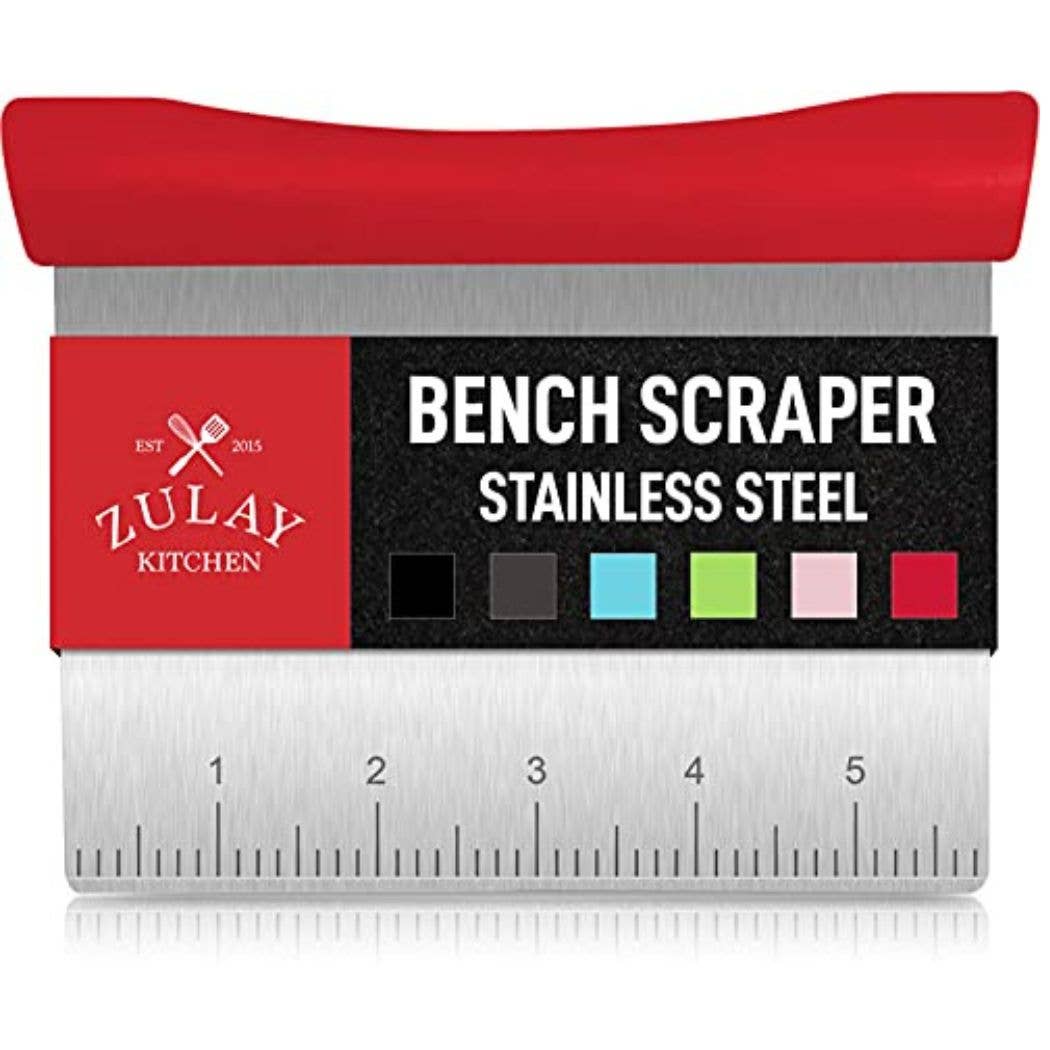 Zulay Kitchen - Multi-purpose Stainless Steel Bench Scraper & Chopper: Gray Handle