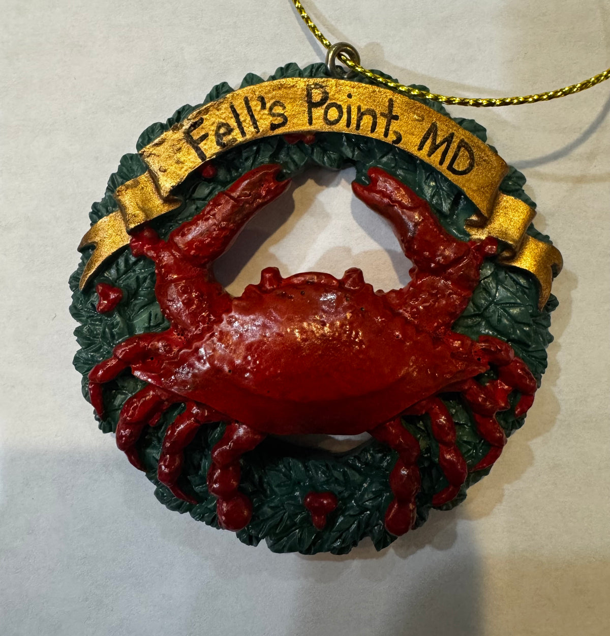 Red Crab Wreath Christmas Ornament- Fell's Point