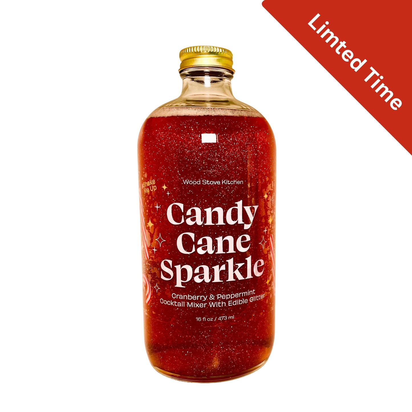 Wood Stove Kitchen - Candy Cane Sparkle Cocktail & Mocktail Mixer, 16 fl oz