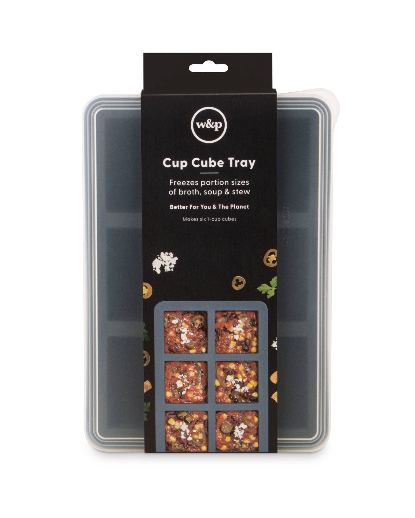 W&P - Cup Cube Silicone Food Storage Meal Prep: Charcoal / 6 Cube
