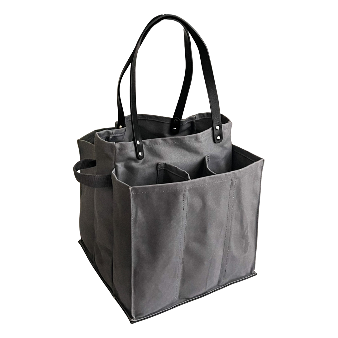 CapaBunga® Heavy-Duty Canvas Tote Bag | Reusable Multi-Pocket Market Tote with Brown Handles & Base