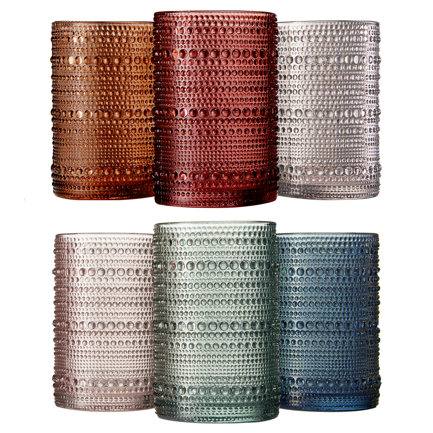 The Wine Savant- Beaded Hobnail Highball Drinking Glasses 14 OZ