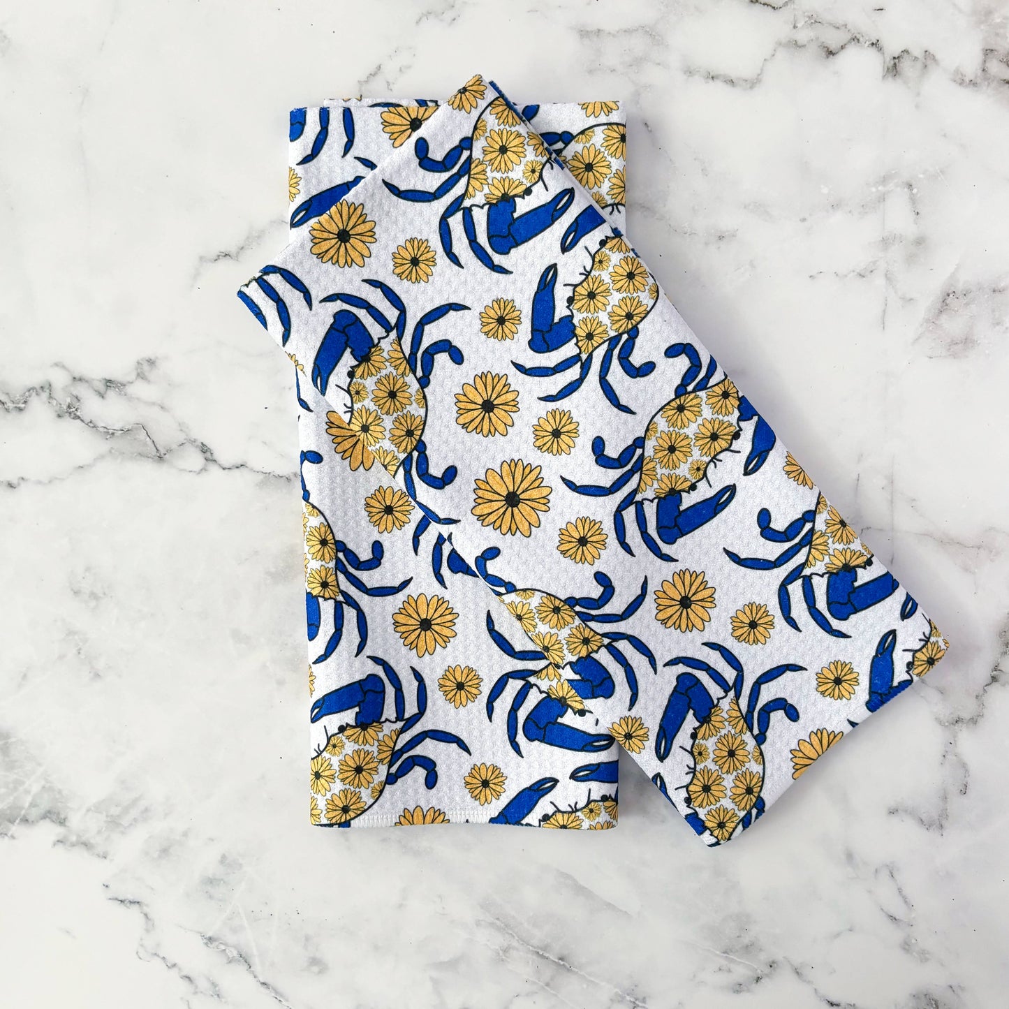 Jami Creates - Maryland Blue Crab Patterned Waffle Kitchen Dish Towel: Without a band