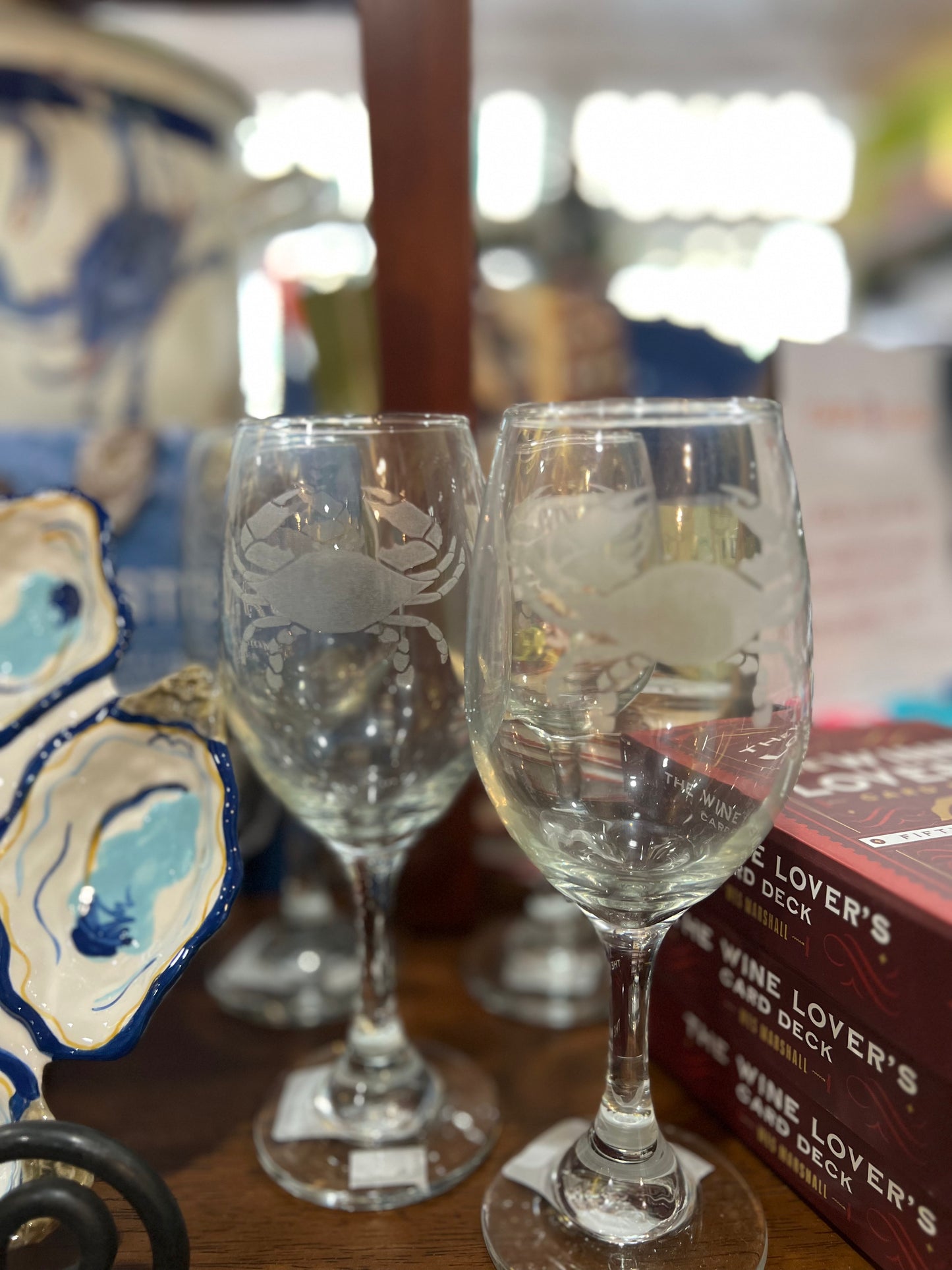 Single Crab Engraved Wine Glass