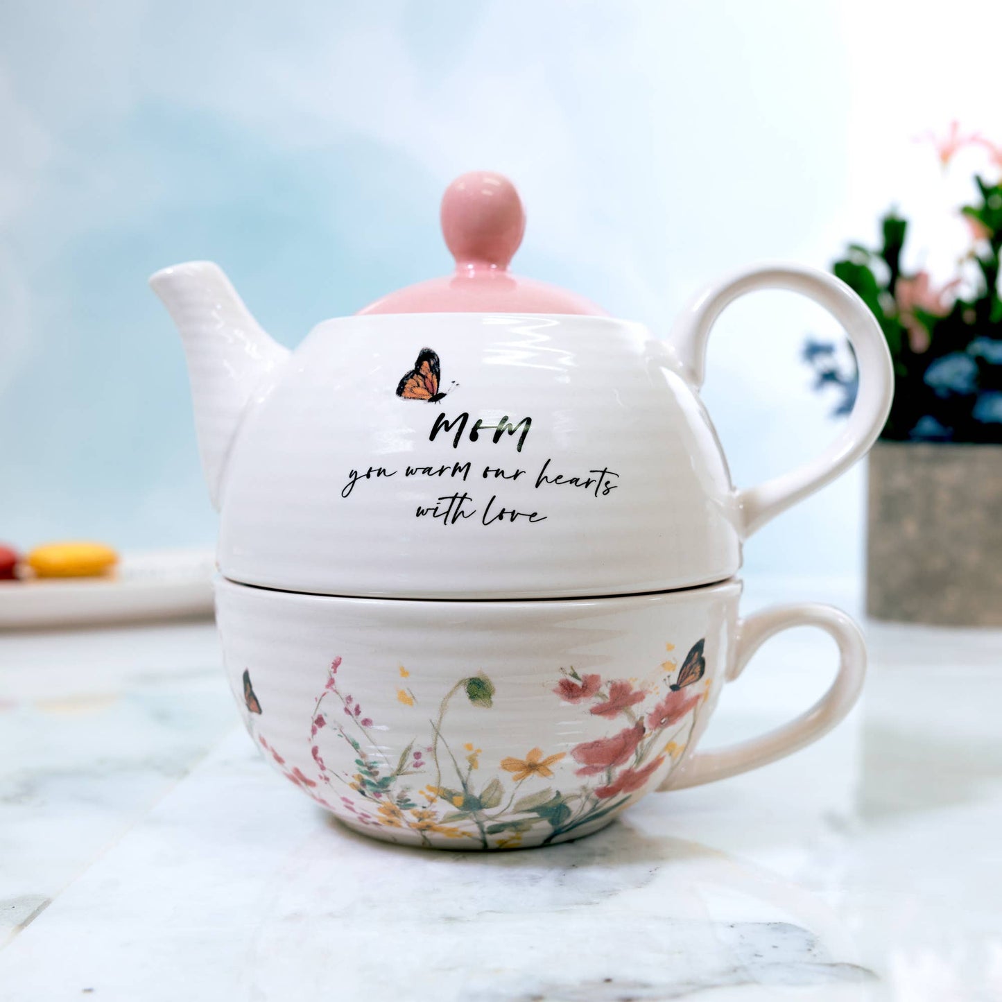 "Mom" Tea for One Set - 14.5 oz Teapot & 10 oz Cup