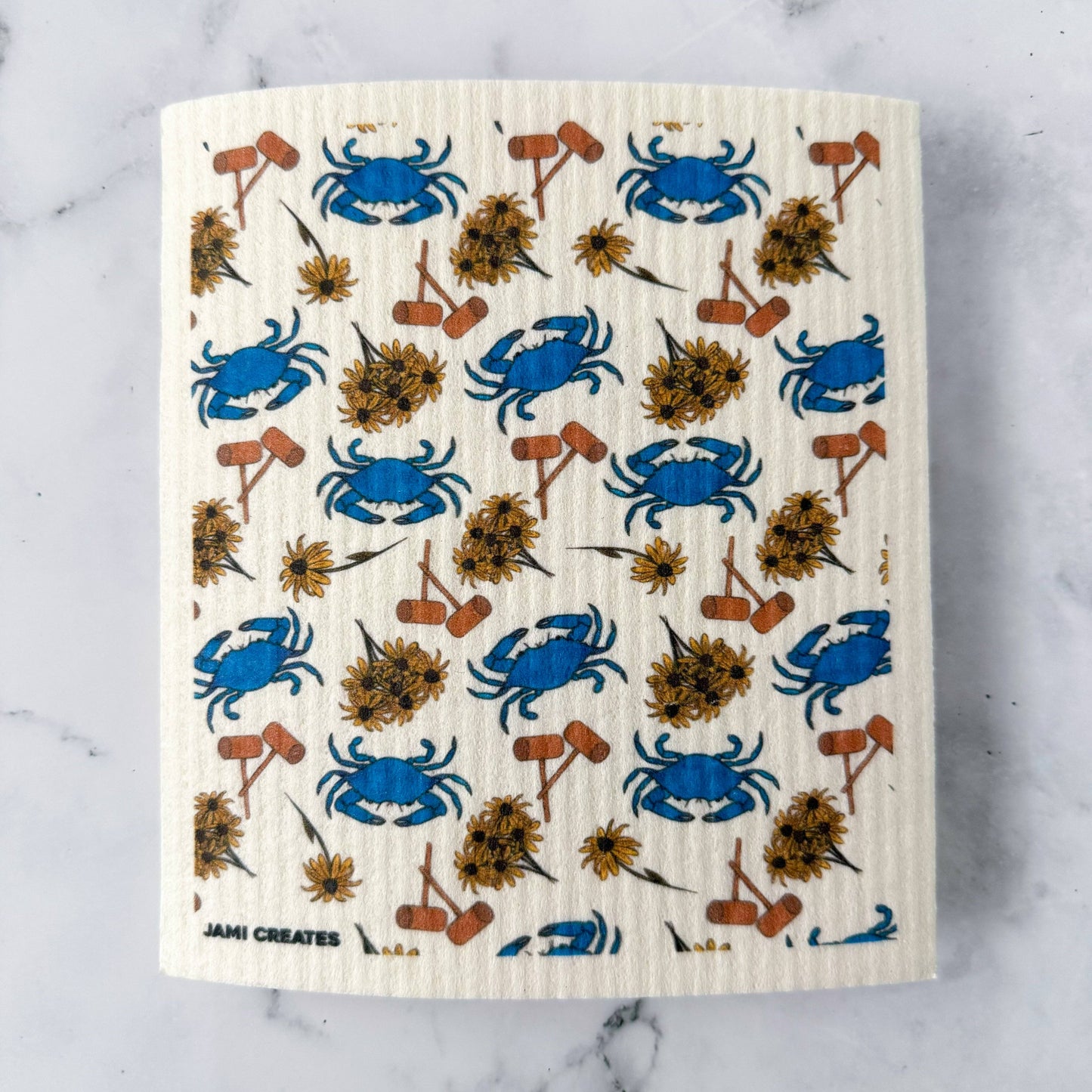 Jami Creates - Maryland Crab Feast Patterned Swedish Dish Cloth