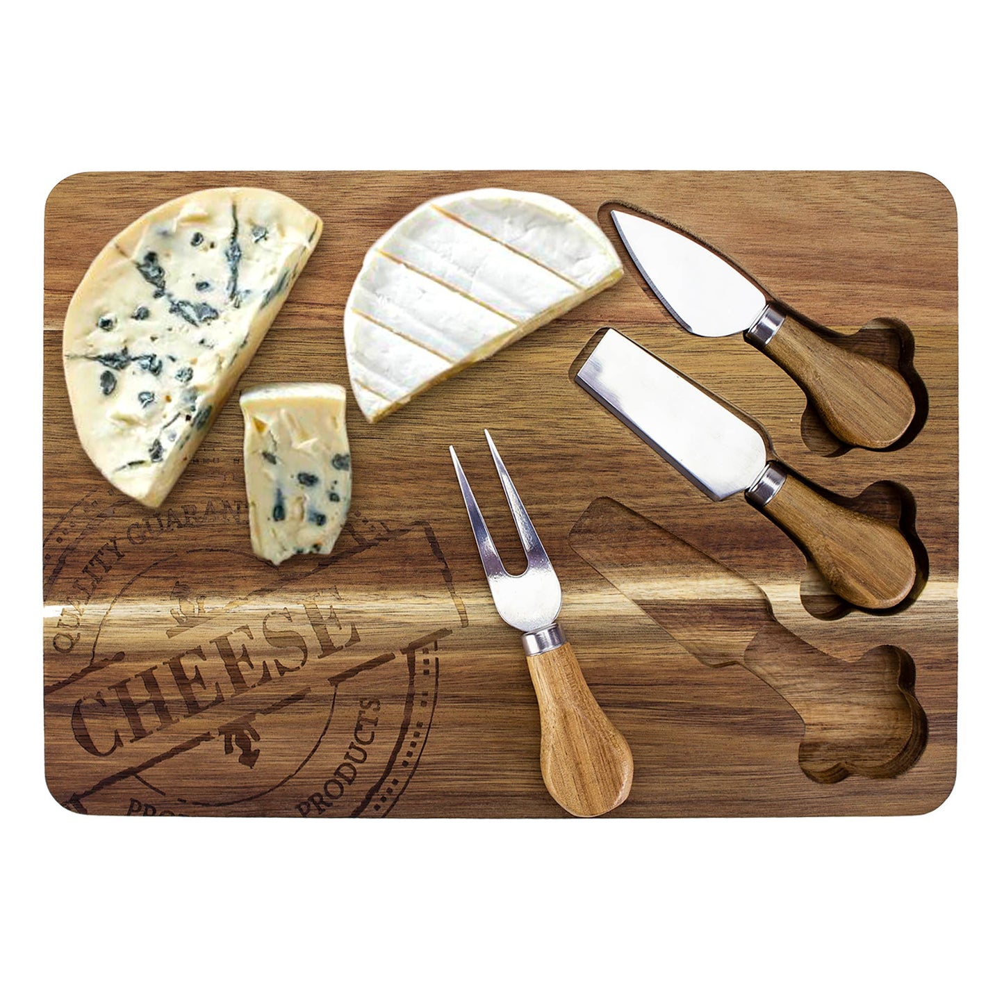 Totally Bamboo - 4-Pc. Acacia Wood Cheese Board & Cheese Tool Set