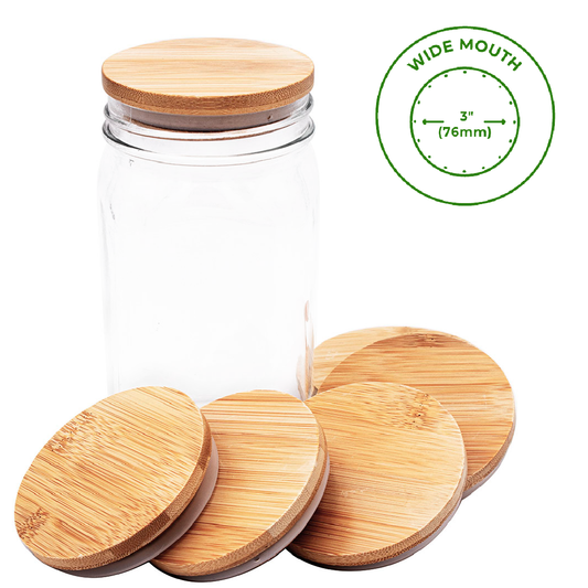 Mason Jar Lifestyle - Bamboo Storage Stopper Lids for Mason Jars: Wide mouth