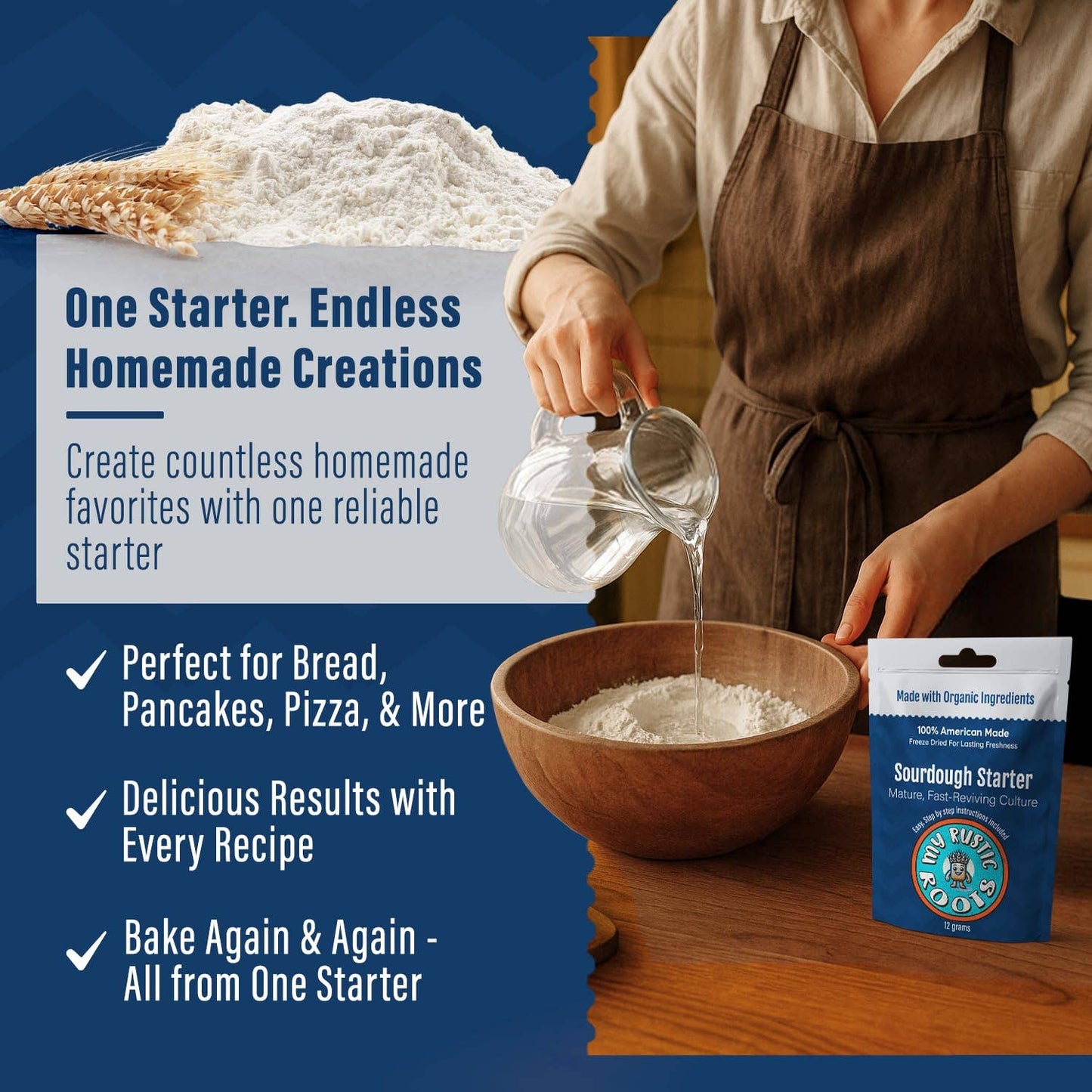 Organic, Non GMO Mature Sourdough Starter 12 grams