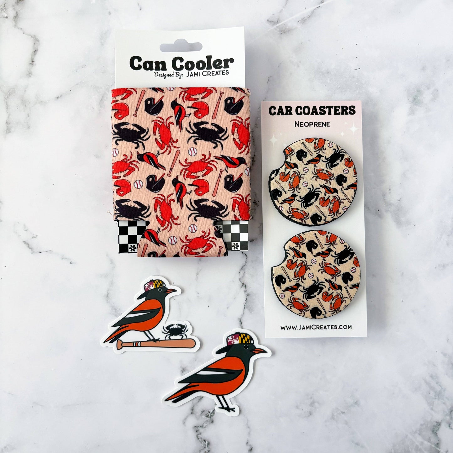 Jami Creates - Baltimore Orioles Baseball Patterned Can Cooler Koozie