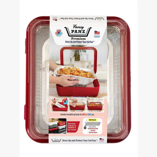 Fancy Panz - Premium Set - Pan Frame w/ Lid & Hot or Cold Gel Pack - Red
