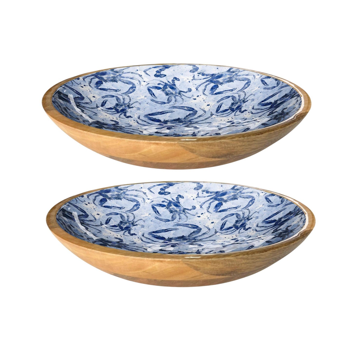 Blue Watercolor Crab Shallow 14"