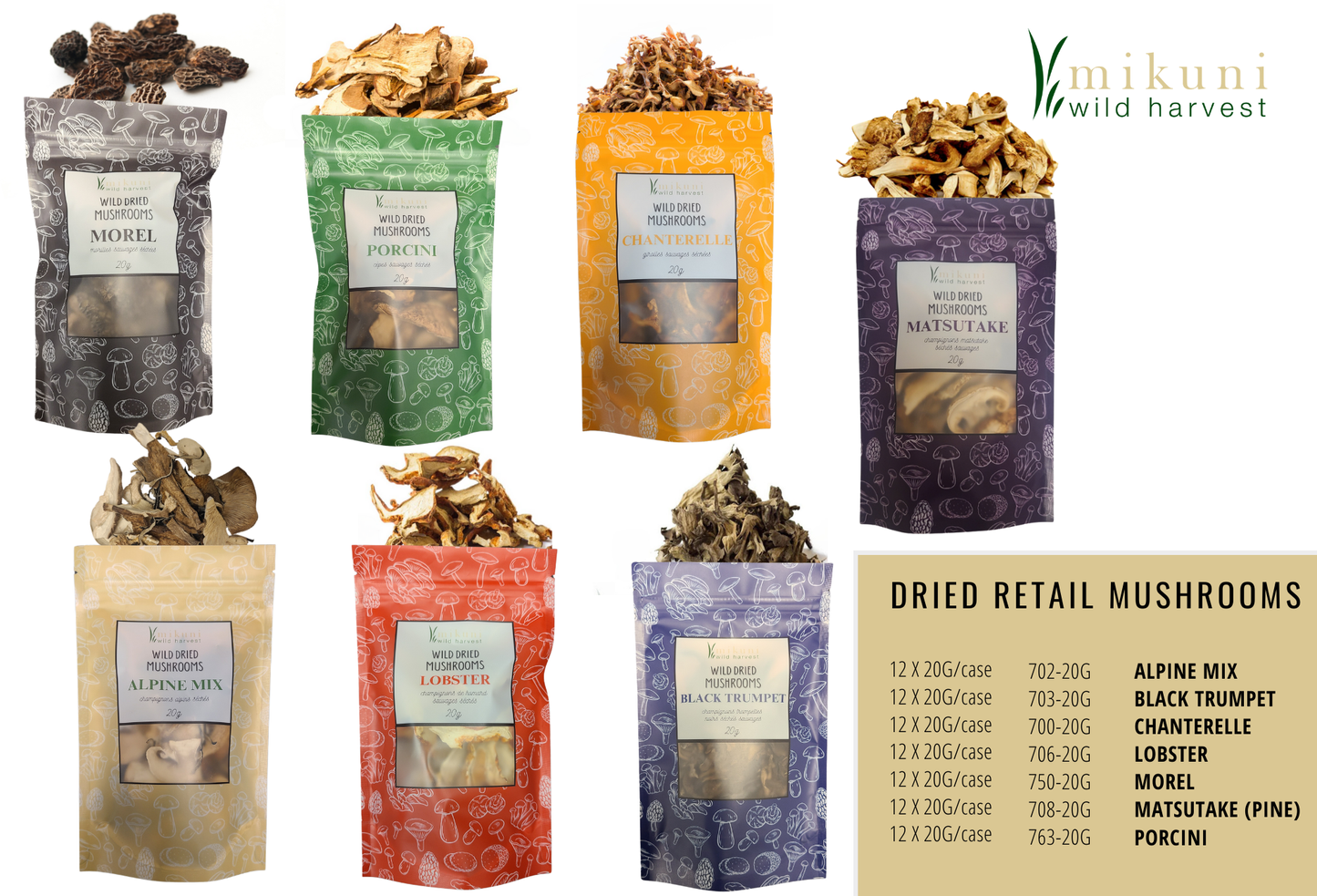 Dried Wild Black Trumpet Mushrooms / 20 g.