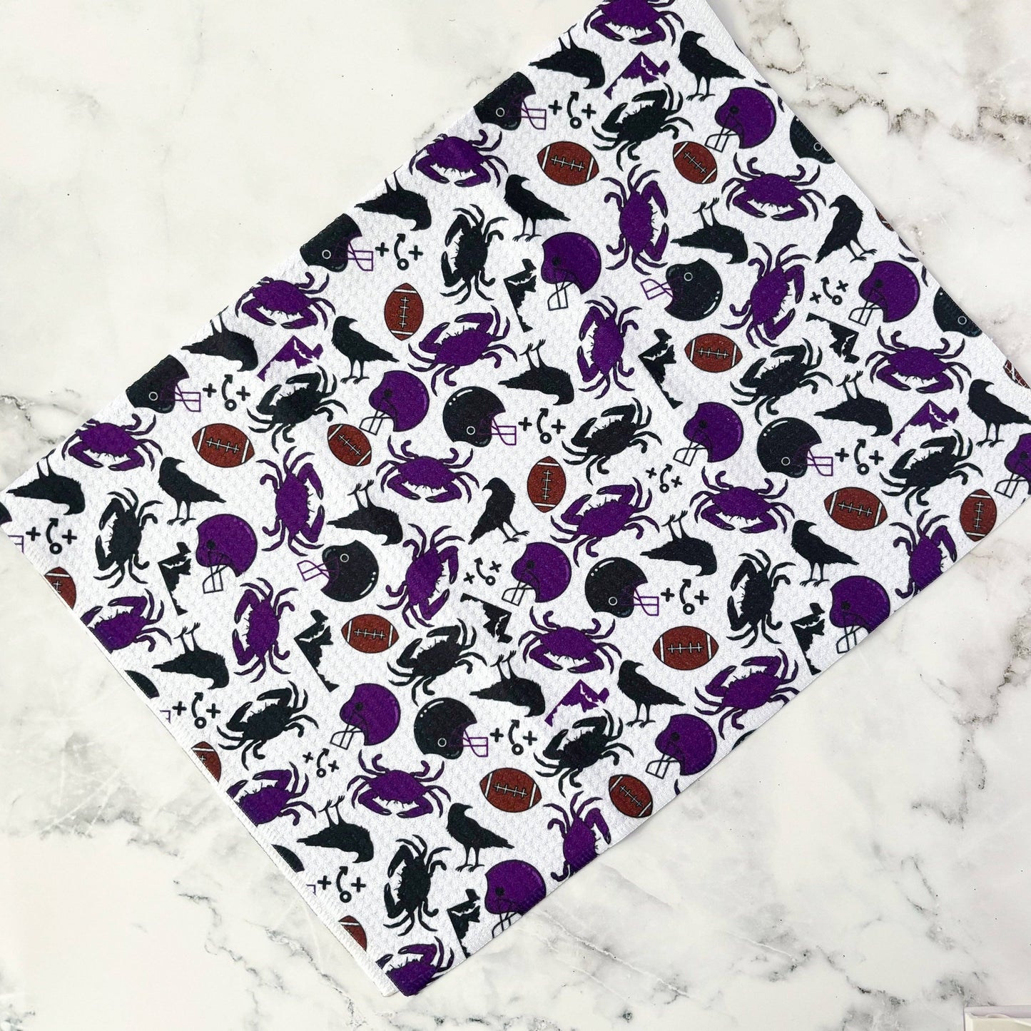 Jami Creates - Baltimore Ravens Patterned Waffle Kitchen Dish Towel: Without a belly band