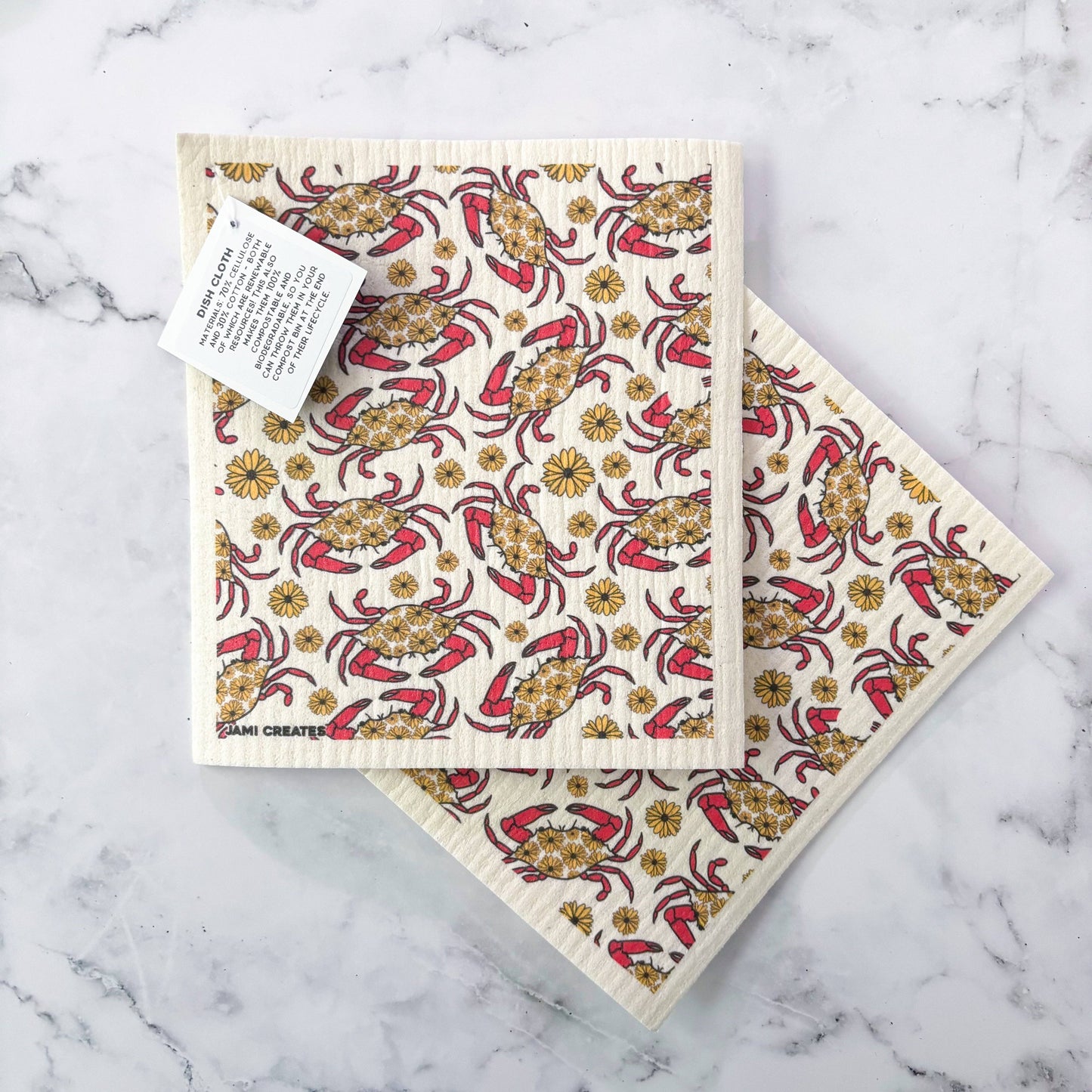 Jami Creates - Maryland Red Crab Swedish Dish Cloth