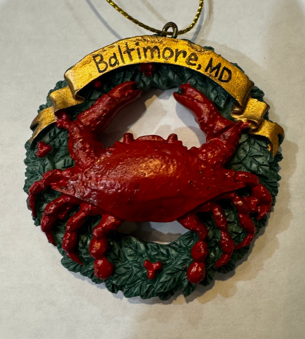 Red Crab Wreath Christmas Ornament- Baltimore