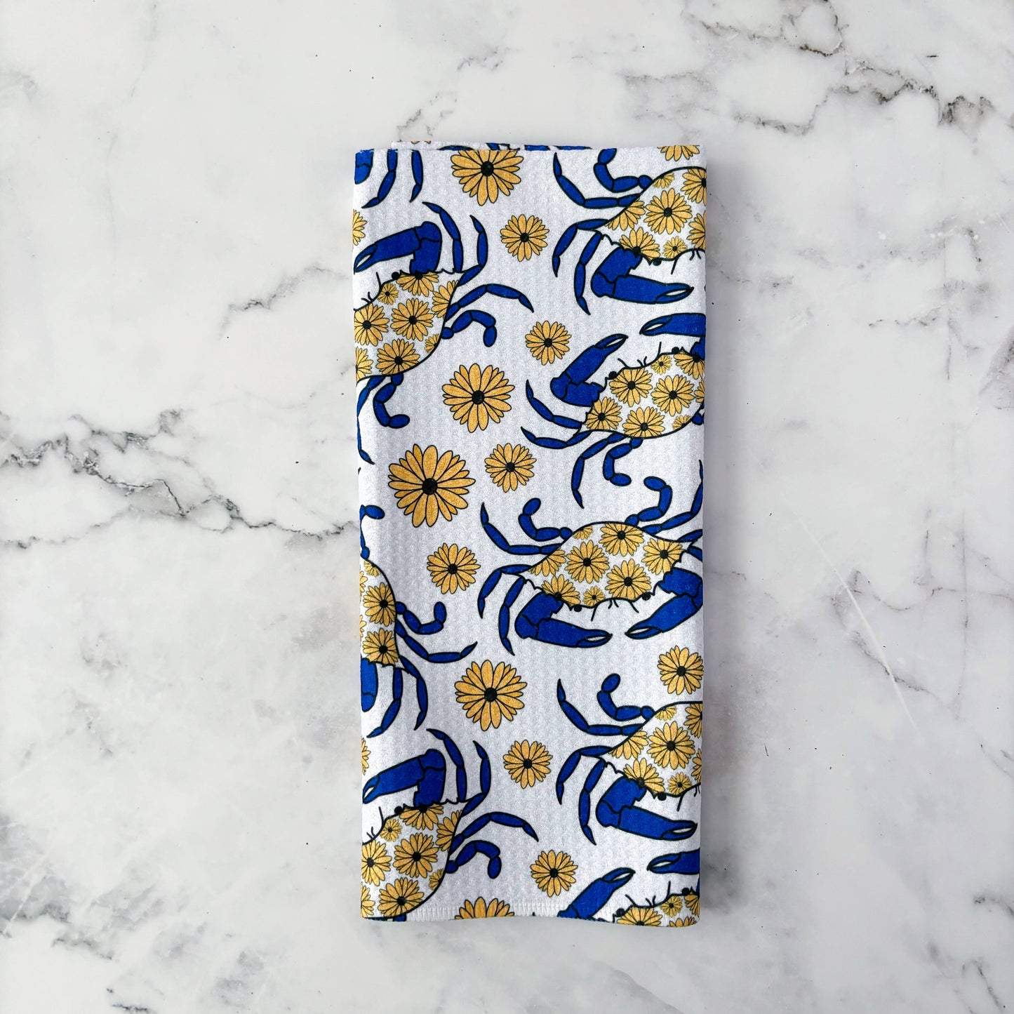 Jami Creates - Maryland Blue Crab Patterned Waffle Kitchen Dish Towel: Without a band