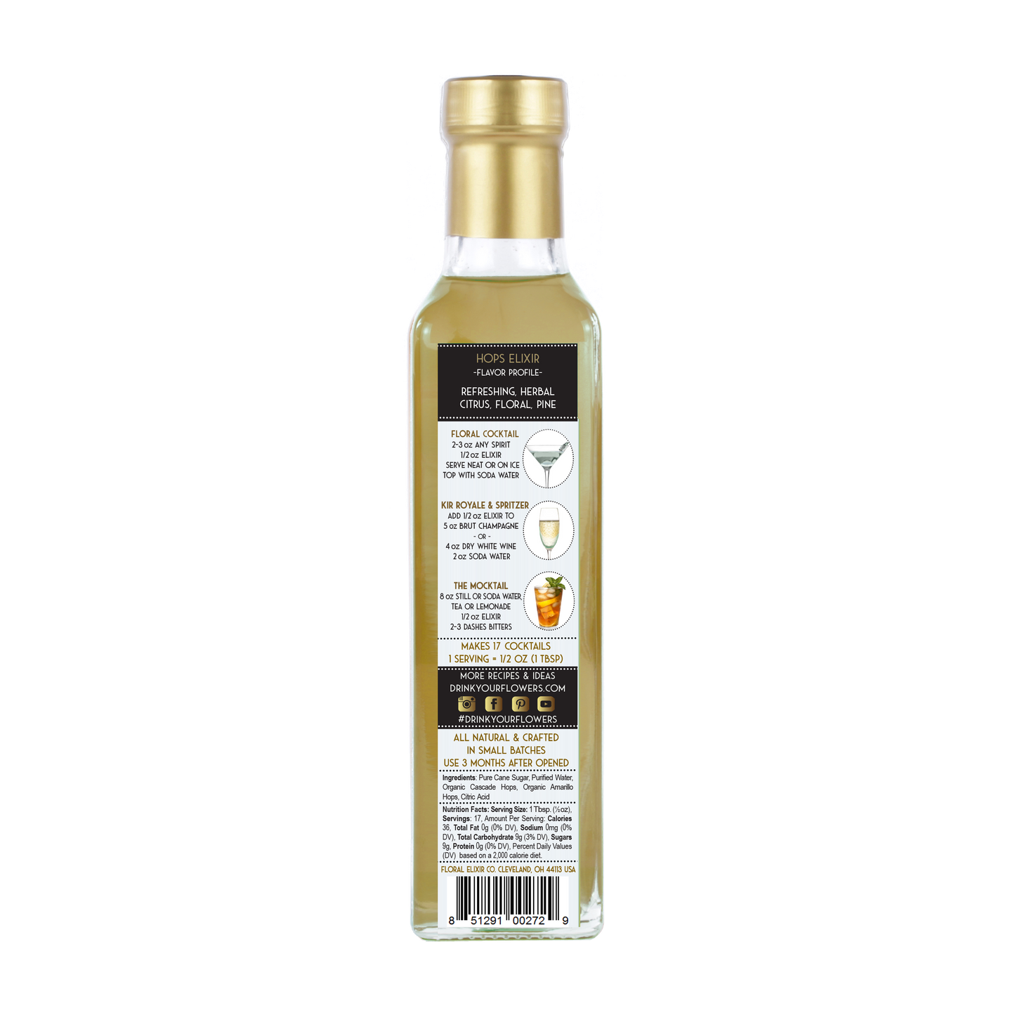 Floral Elixir Co. - Hops Elixir.
All Natural Cocktail & Soda Syrup.: Small - 2 oz/60mL