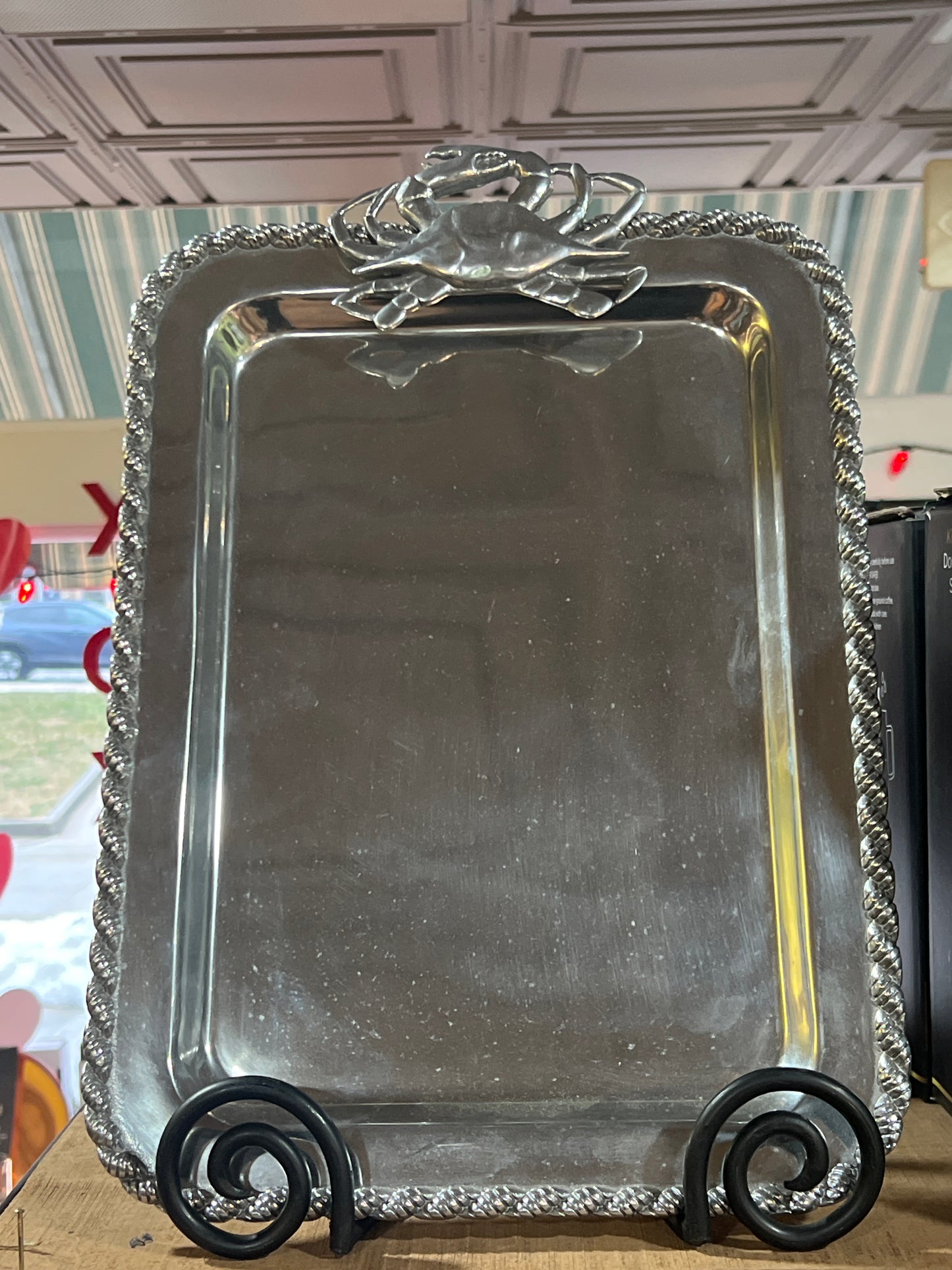 Pewter Masthead Maryland Rectangle Tray W/ Crab