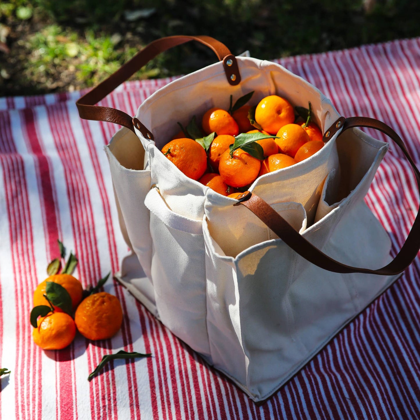 CapaBunga® - Reusable Multi-Pocket Market Tote : Petrol Blue with Mustard Handles and Base