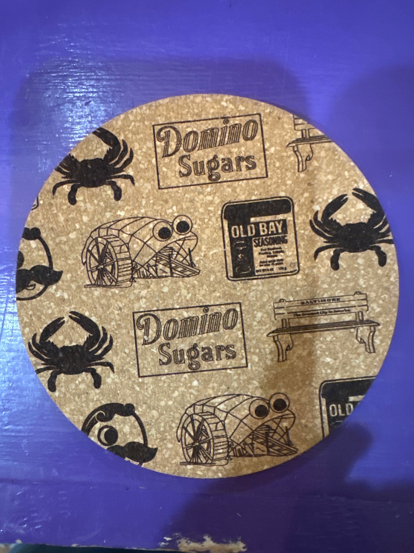 Leroy Cork Coasters- Baltimore icons pattern