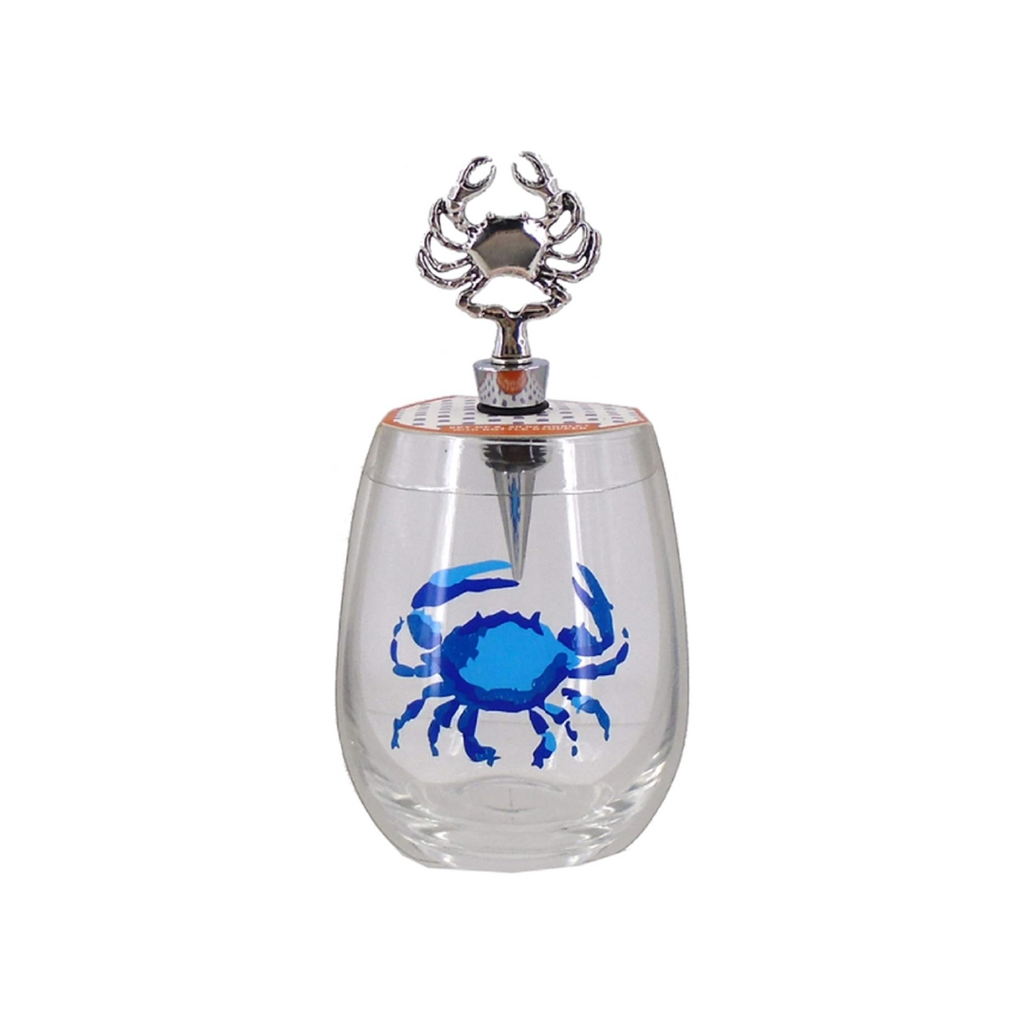 Chesapeake Bay 2PC Crab Wine Glass With Stopper