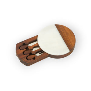 Winslow White Marble & Wood Cheese Board