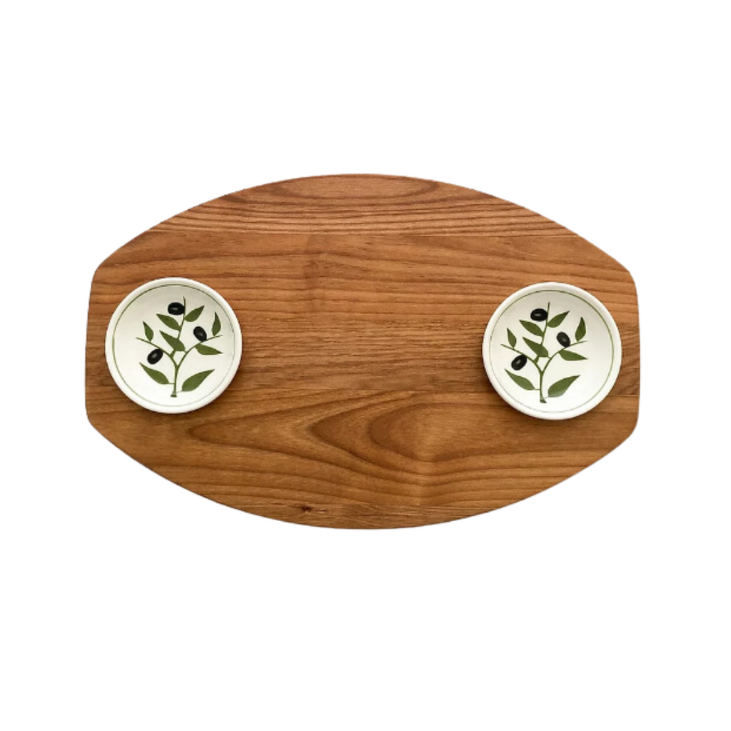 Double Dish Olive Dipping Board