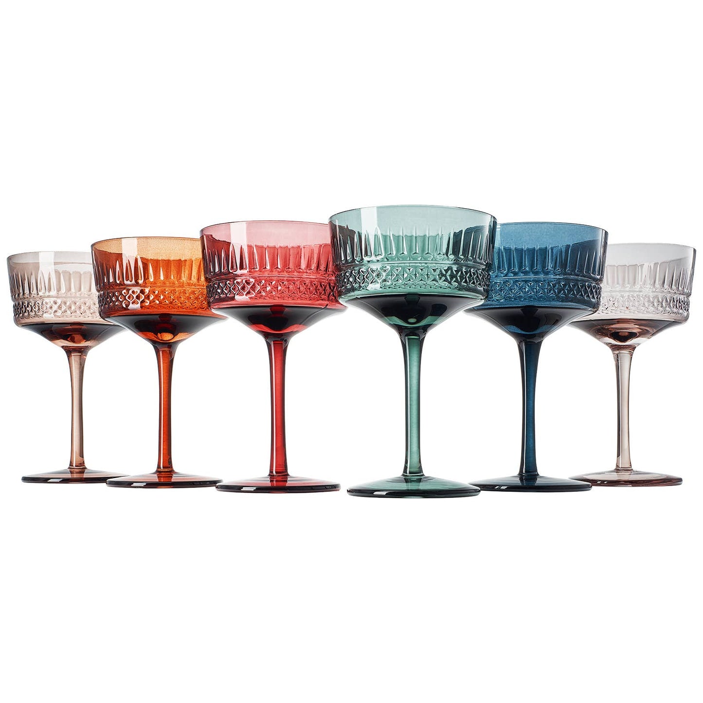 Elegant Vintage Art Deco Coupe Glasses - Muted Crystal Collection| 9.6OZ