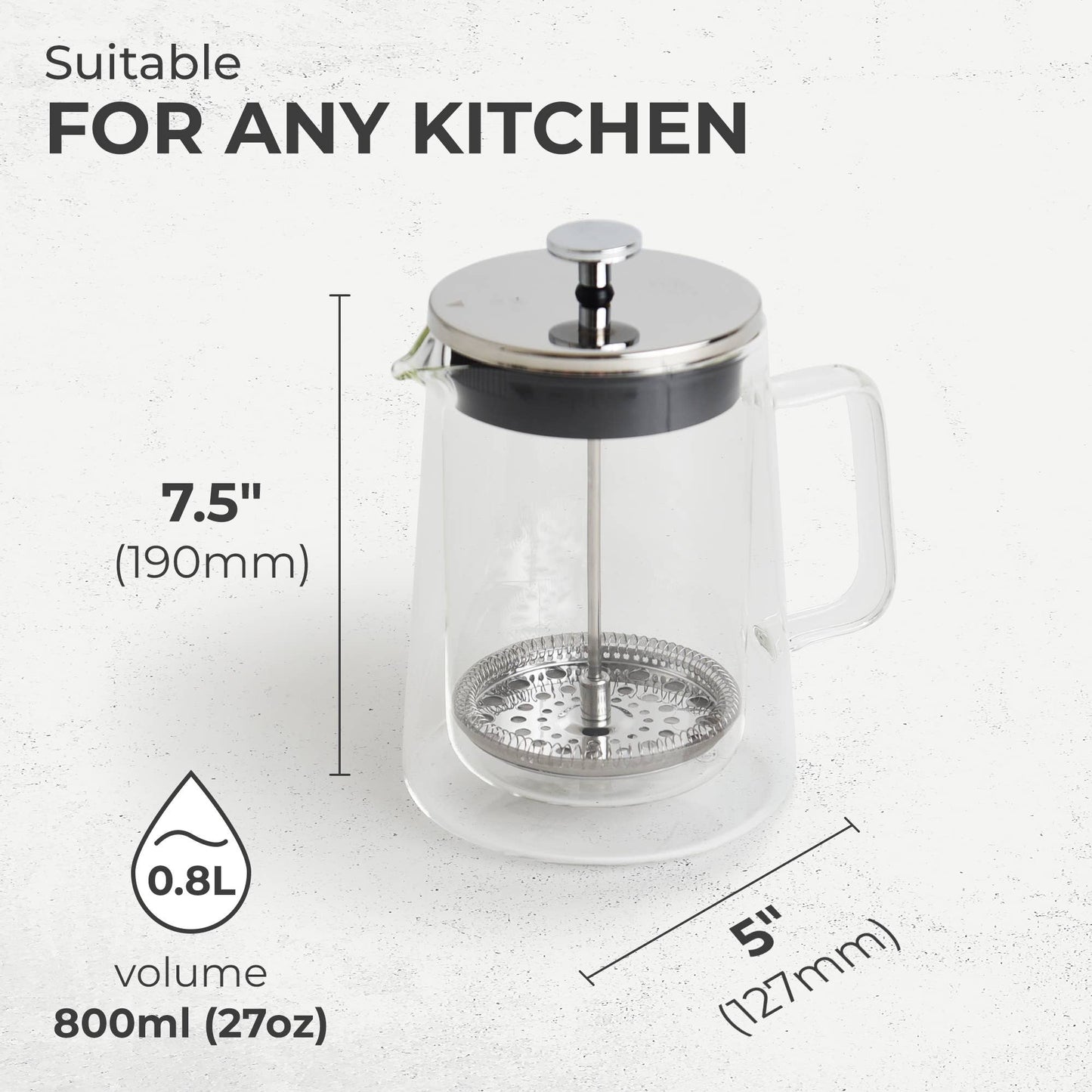 Kaffe - Kaffe French Press Coffee Maker. Double-Wall Glass (0.8L)