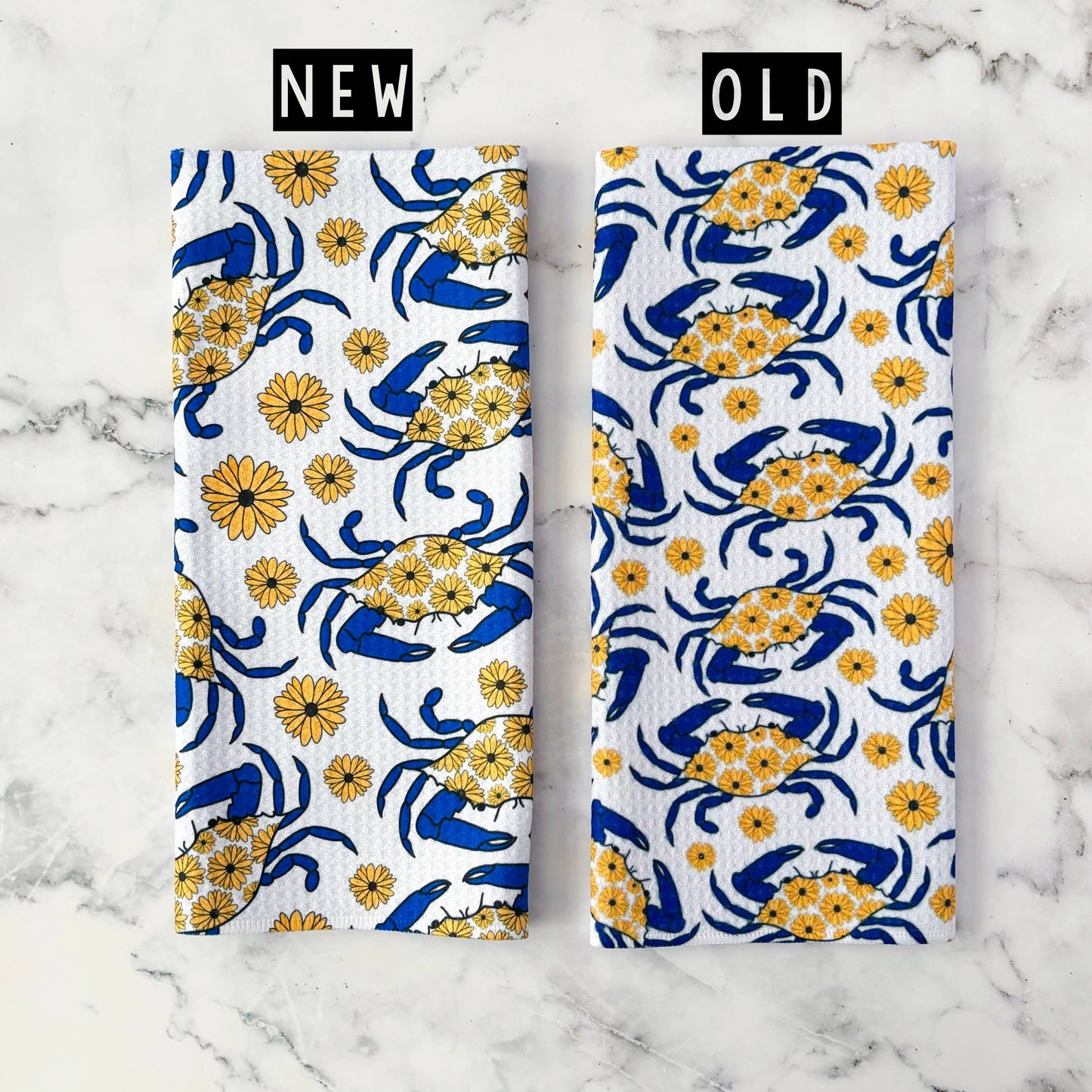 Jami Creates - Maryland Blue Crab Patterned Waffle Kitchen Dish Towel: Without a band