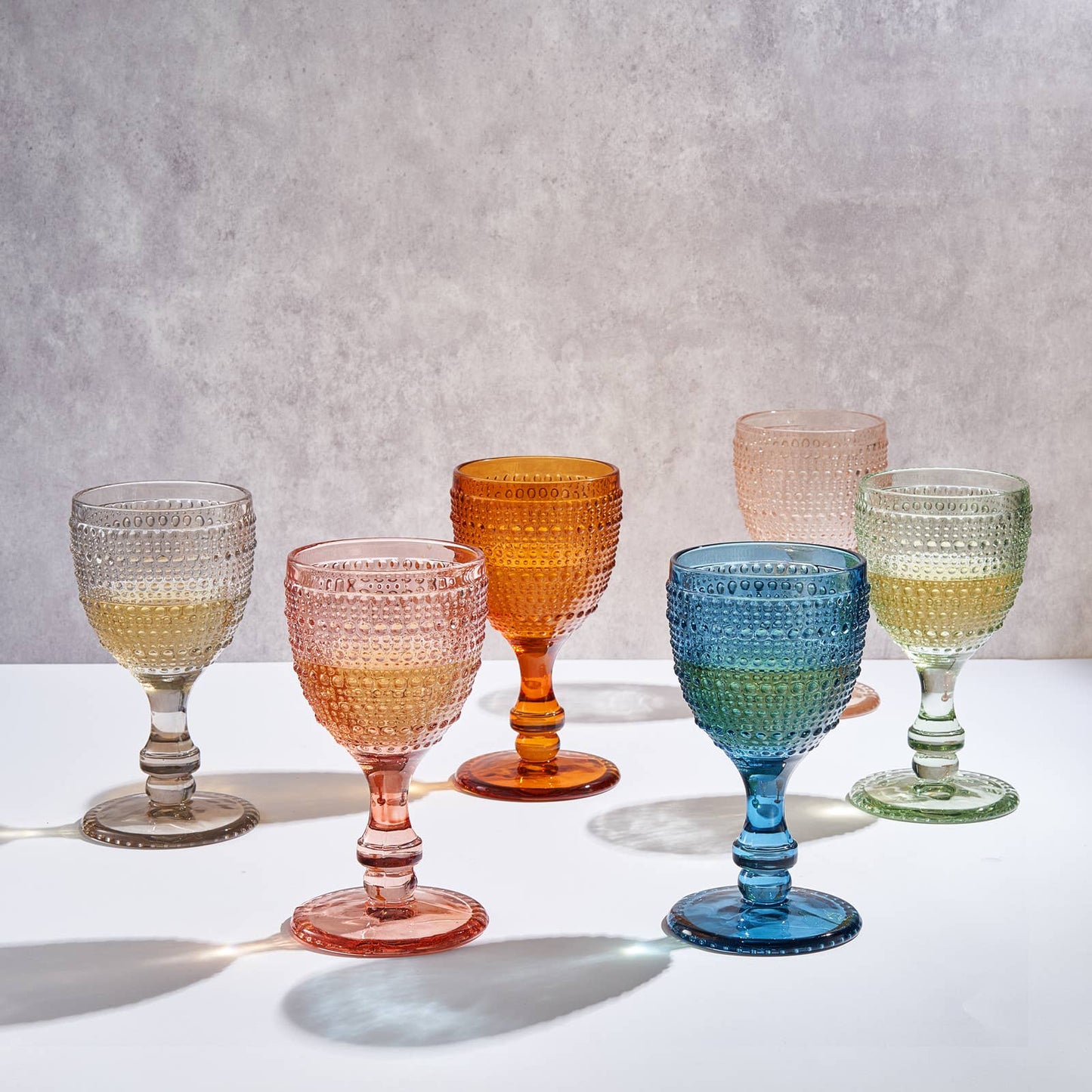 The Wine Savant- Beaded Goblet Wine Drinking Glasses Set | Set of 6 | 14.8 OZ