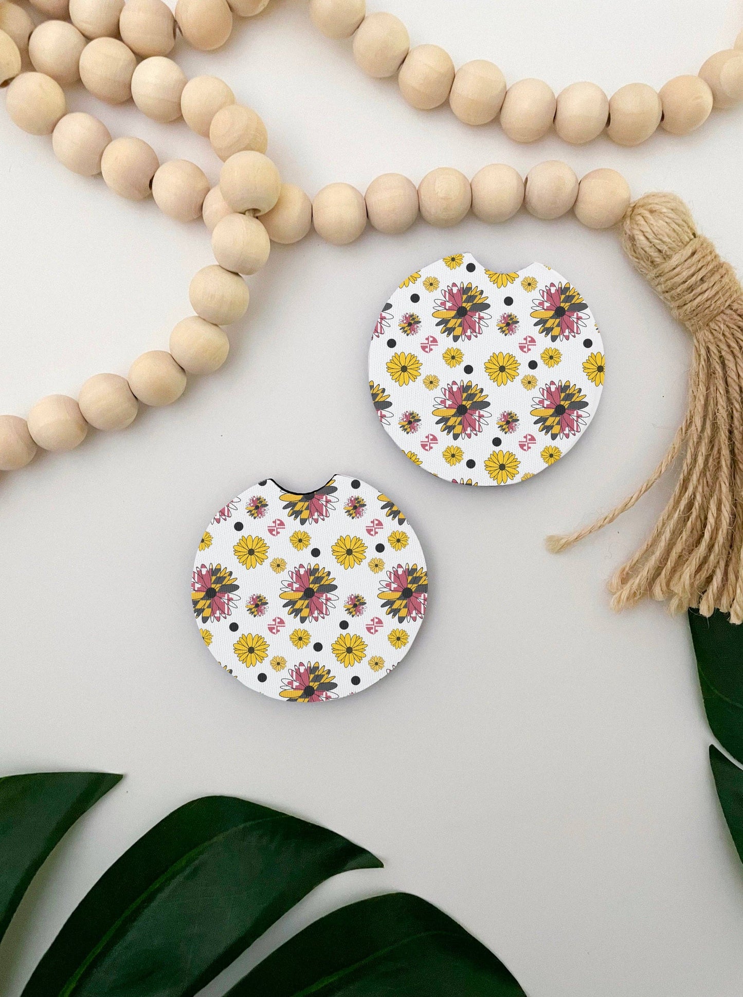 Jami Creates - Maryland Flower Car Coasters