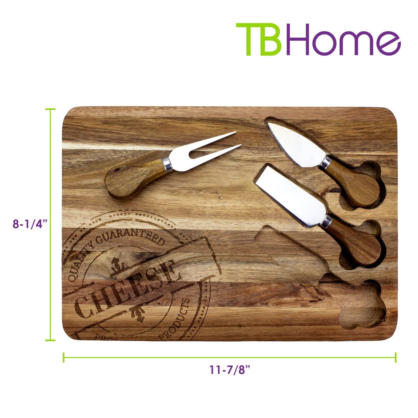 Totally Bamboo - 4-Pc. Acacia Wood Cheese Board & Cheese Tool Set