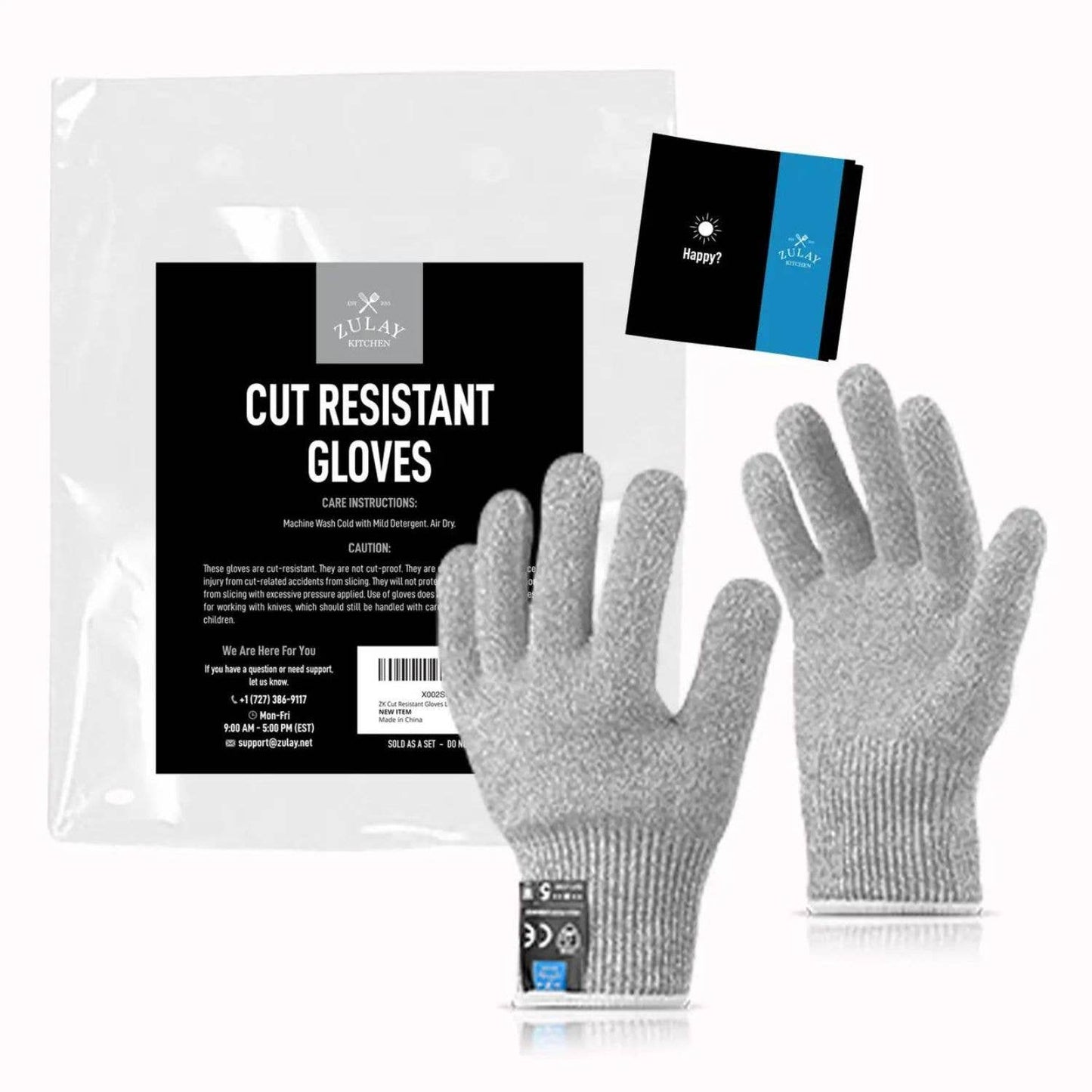 Zulay Kitchen - Cut Resistant Gloves Level 5 Protection - Large: Gray