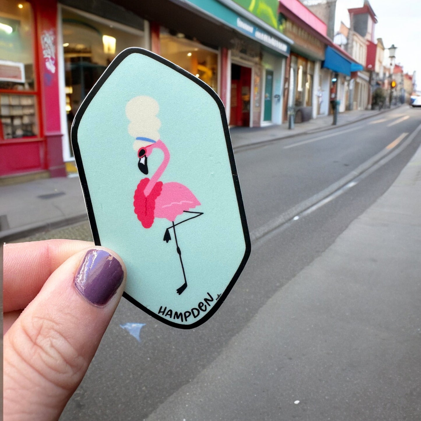 the letters mdn - Hampden flamingo Baltimore Maryland Badge Vinyl Sticker