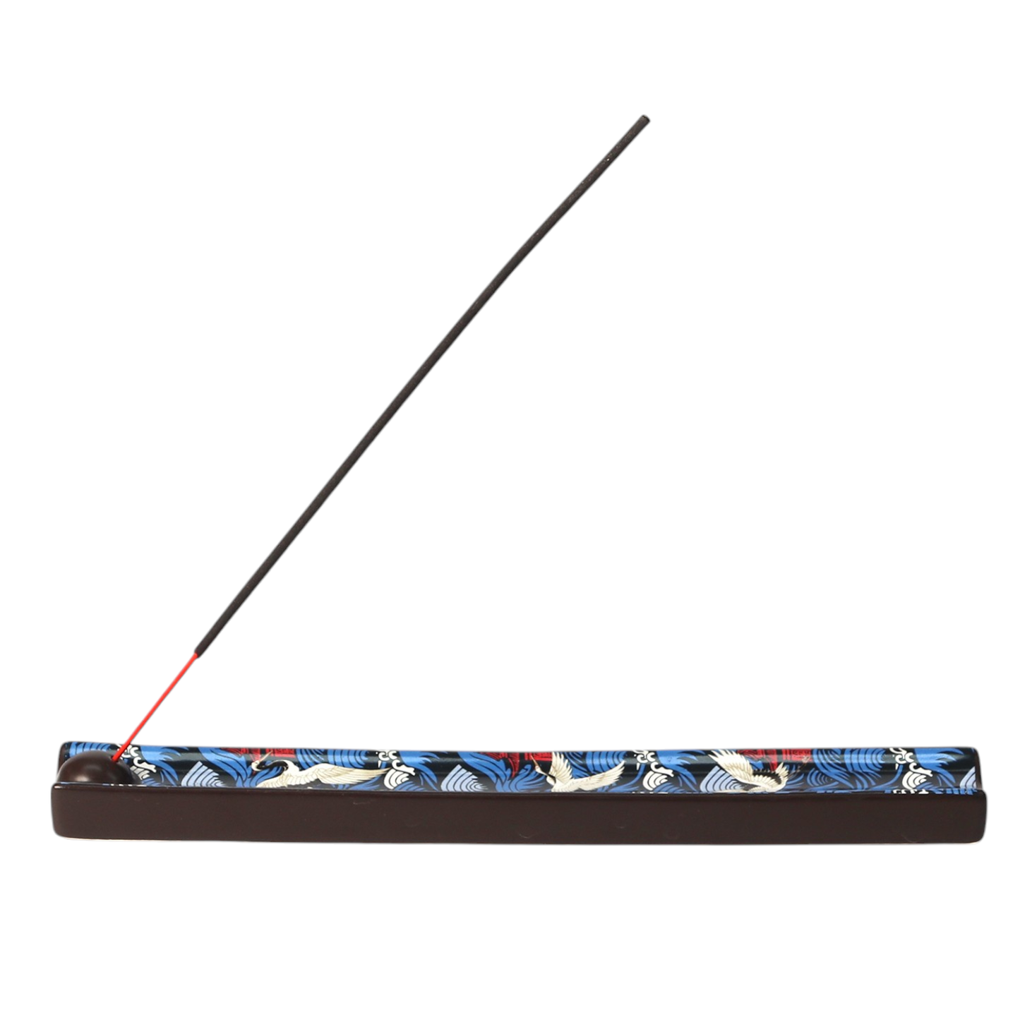 Japanese Crane Waves Ceramic Incense Holder