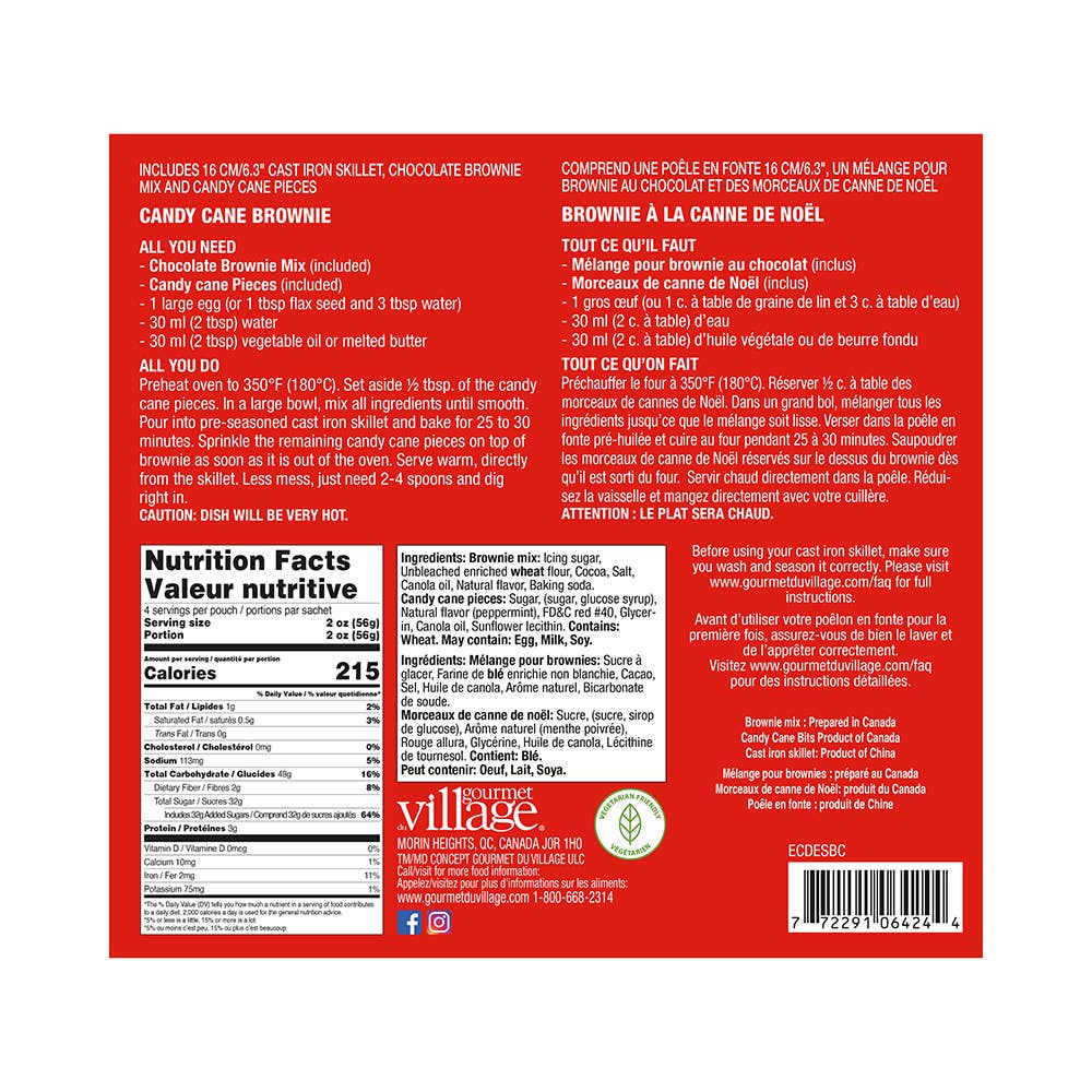 Gourmet Du Village - Skillet Candy Cane Brownie Kit