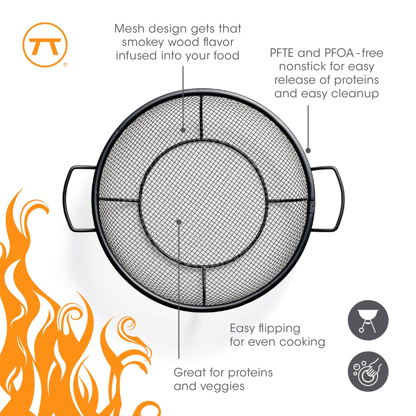 Fox Run Brands - Outset Non-Stick Shallow Mesh Grill Basket, 12" x 15"
