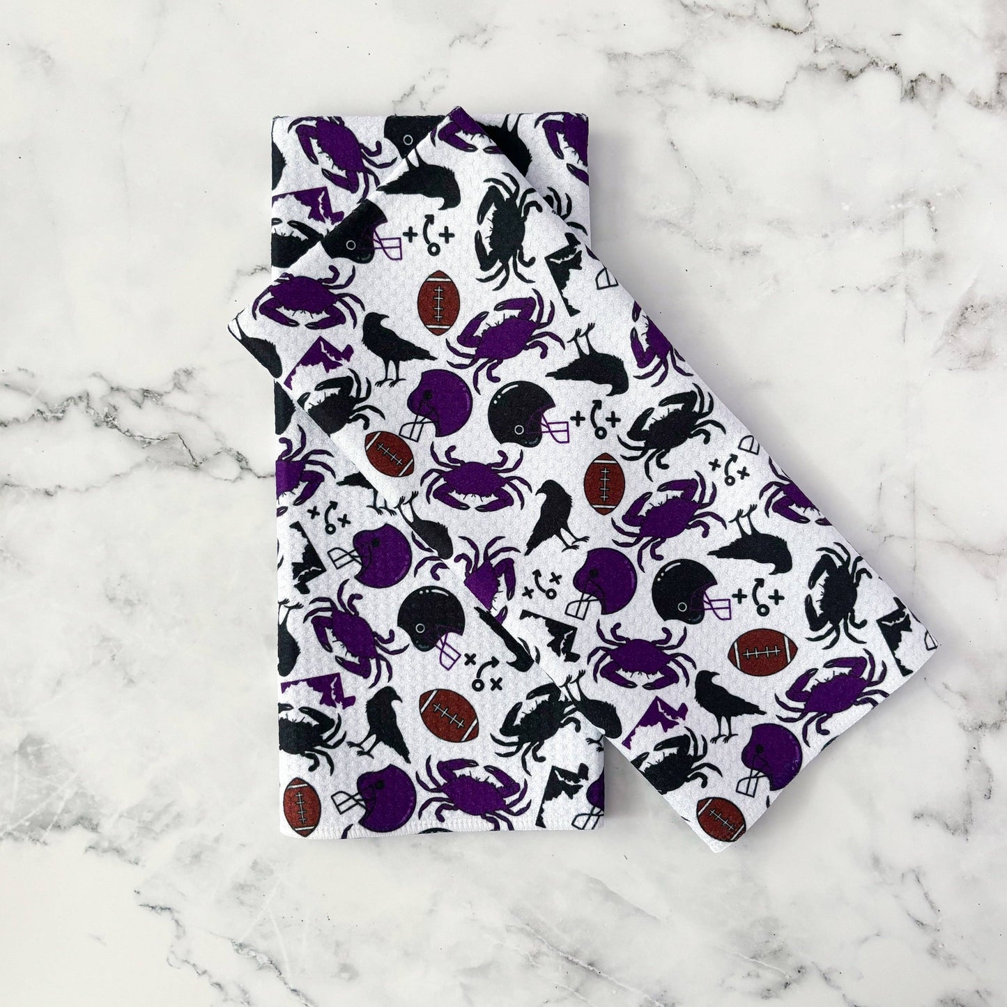 Jami Creates - Baltimore Ravens Patterned Waffle Kitchen Dish Towel: Without a belly band