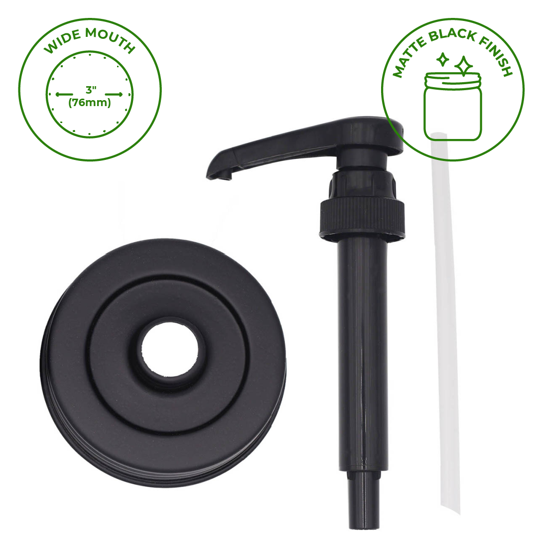 Mason Jar Lifestyle - Food Grade Dispenser Pump for Mason Jars: Stainless steel lid / Wide mouth