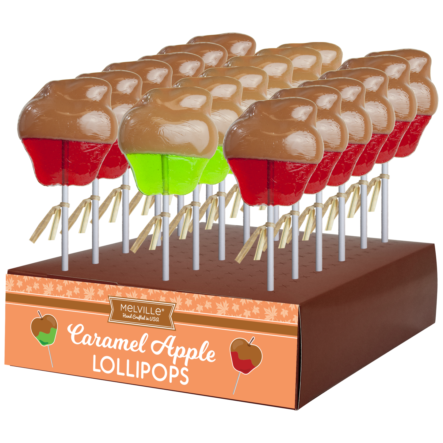 Melville Candy Company - Caramel-Dipped Apple Lollipops - Red & Green