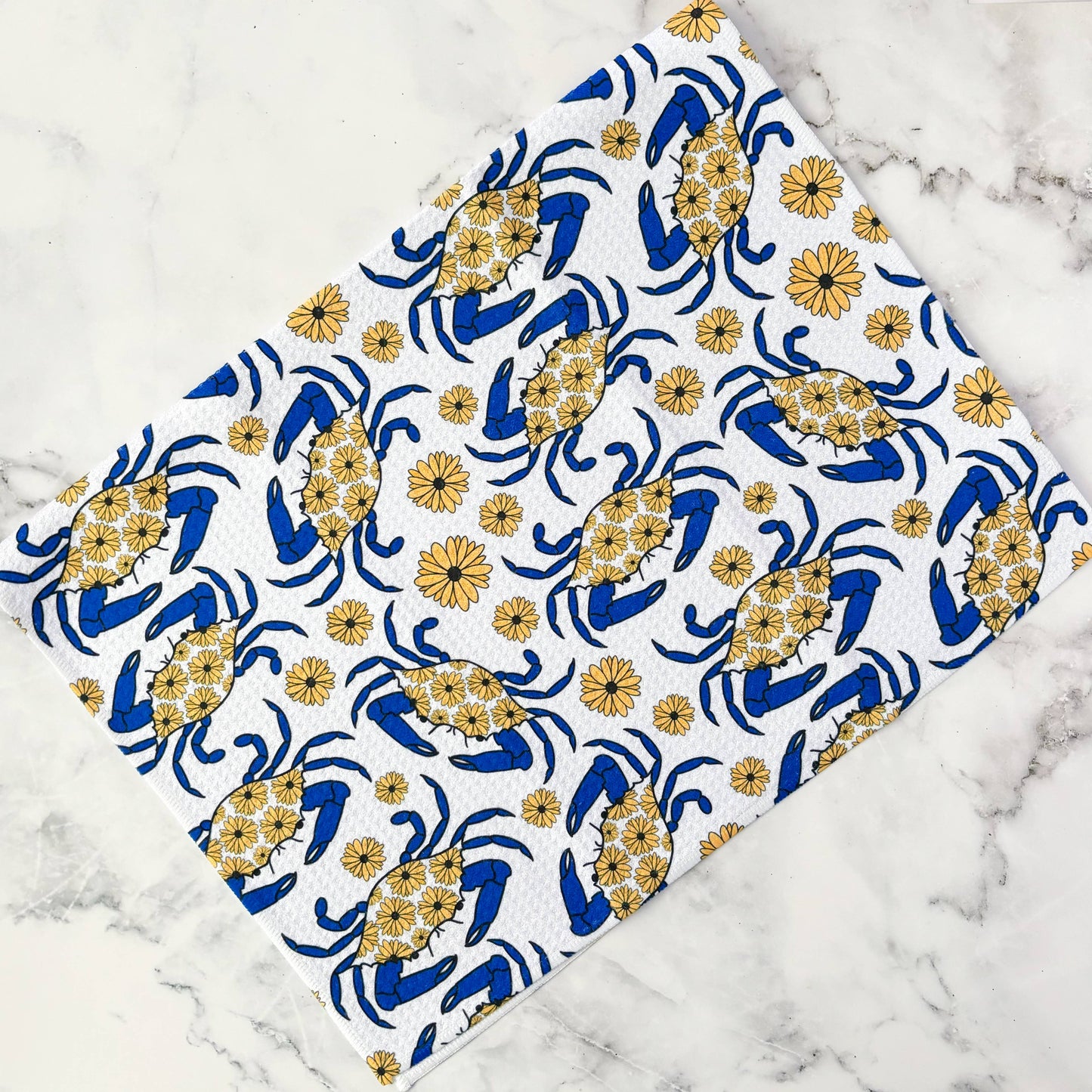 Jami Creates - Maryland Blue Crab Patterned Waffle Kitchen Dish Towel: Without a band