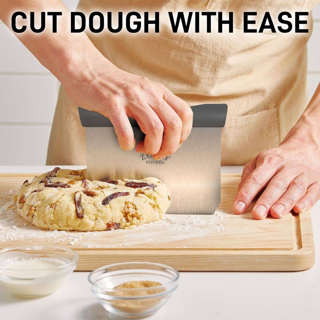 Zulay Kitchen - Multi-purpose Stainless Steel Bench Scraper & Chopper: Gray Handle
